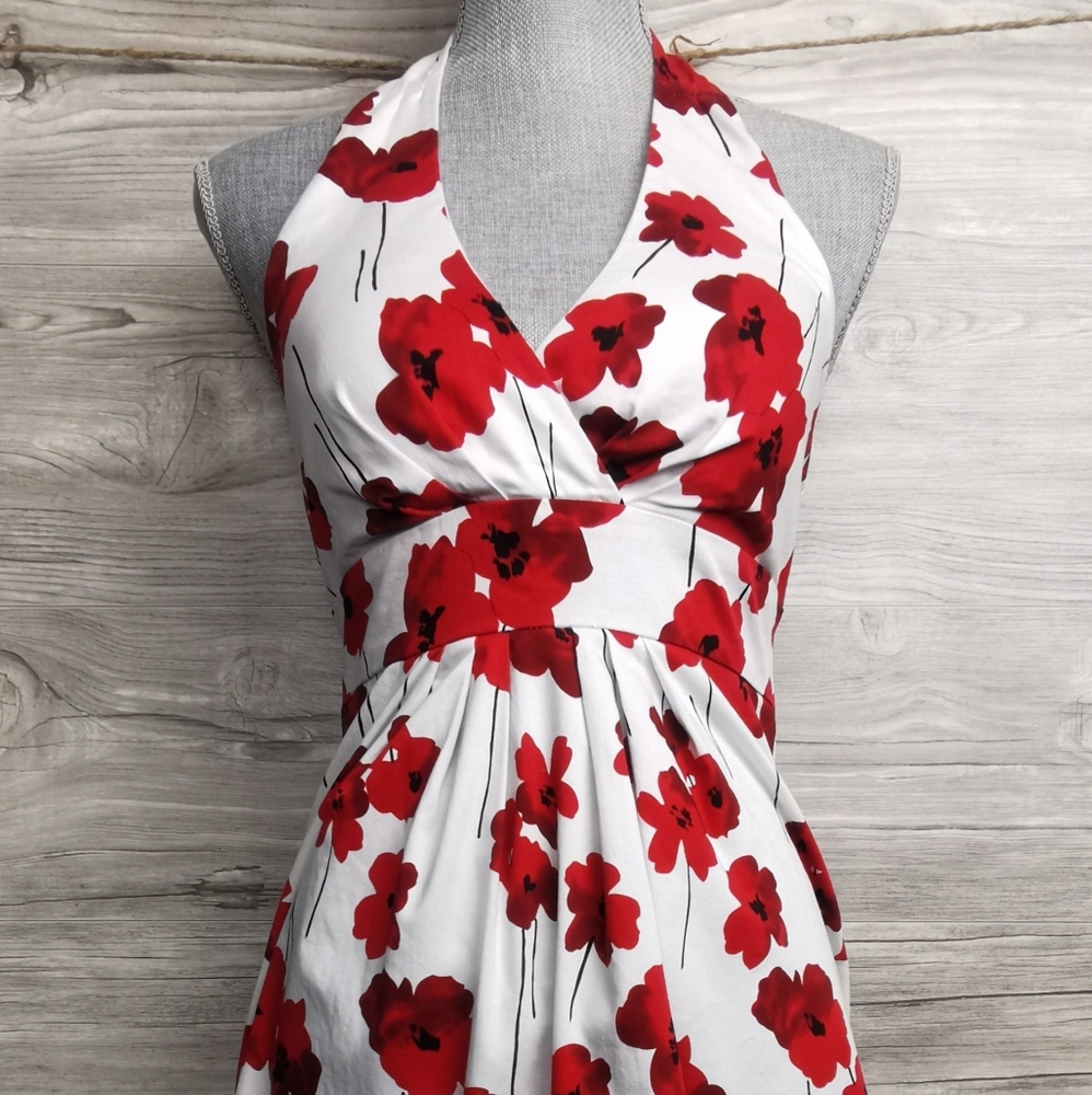 MEDIUM Morgan 4 Ever, Floral Halter Dress EUC
